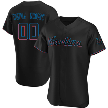 Custom Men's Authentic Miami Marlins Black Alternate Jersey