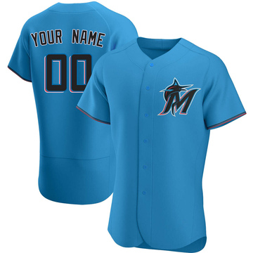 Custom Men's Authentic Miami Marlins Blue Alternate Jersey