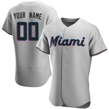 Custom Men's Authentic Miami Marlins Gray Road Jersey
