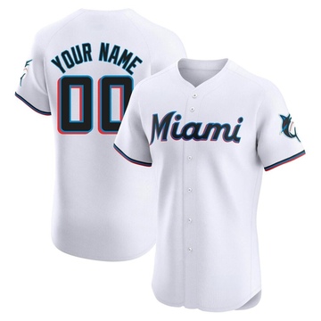 Custom Men's Elite Miami Marlins White Home Jersey