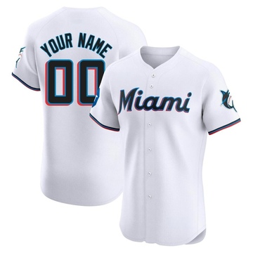 Custom Men's Elite Miami Marlins White Home Patch Jersey
