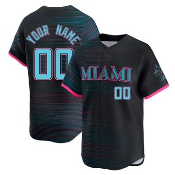 Custom Men's Limited Miami Marlins Black 2025 City Connect Jersey
