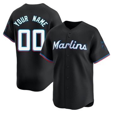 Custom Men's Limited Miami Marlins Black Alternate Jersey