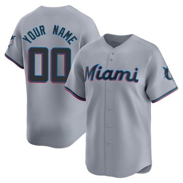 Custom Men's Limited Miami Marlins Gray Road Jersey