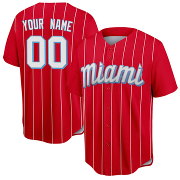 Custom Men's Replica Miami Marlins Red 2021 City Connect Jersey
