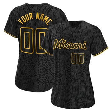 Custom Women's Authentic Miami Marlins Black Snake Skin City Jersey