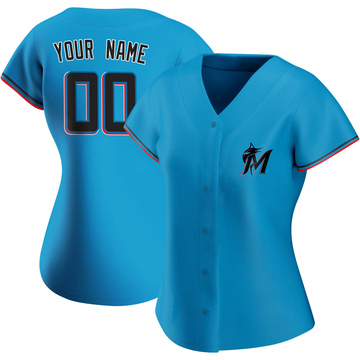 Custom Women's Authentic Miami Marlins Blue Alternate Jersey