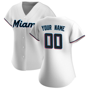 Custom Women's Authentic Miami Marlins White Home Jersey