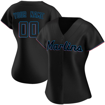 Custom Women's Replica Miami Marlins Black Alternate Jersey