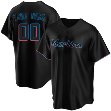 Custom Youth Replica Miami Marlins Black Alternate Jersey