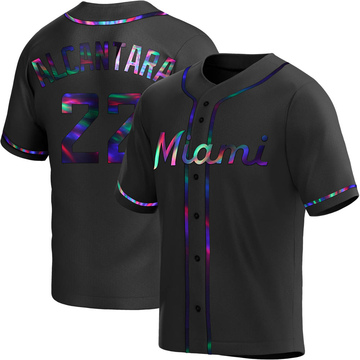 Sandy Alcantara Men's Replica Miami Marlins Black Holographic Alternate Jersey