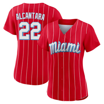 Sandy Alcantara Women's Replica Miami Marlins Red 2021 City Connect Jersey